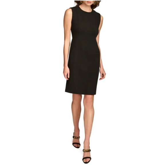 Alex Marie Dress 14 Black Crew Neck Sleeveless Stretch Sheath Career Church - Picture 1 of 9